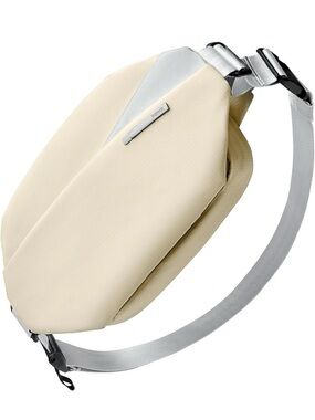 Men's Cream Sling Belt Bag with Silver Accents